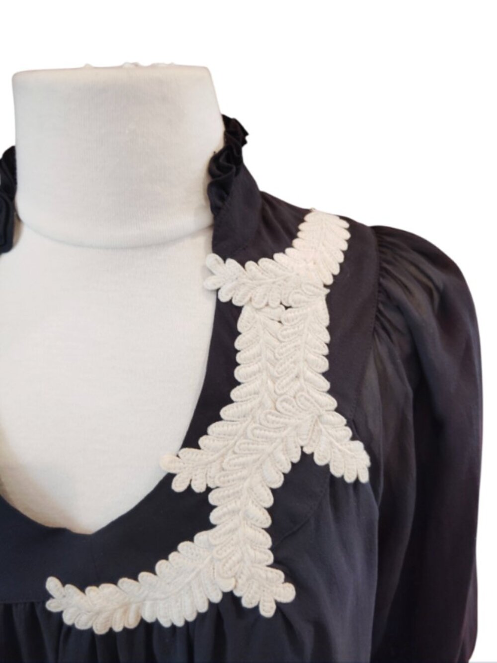 Twelfth Street by Cynthia Vincent 100% Silk Embellished Sheer Flowy Tunic Top - Picture 3 of 8